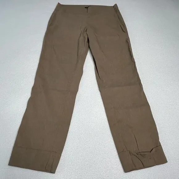 Eileen Fisher Women's Size PM Linen Blend Slim Leg Crop Pants Brown - Picture 4 of 7